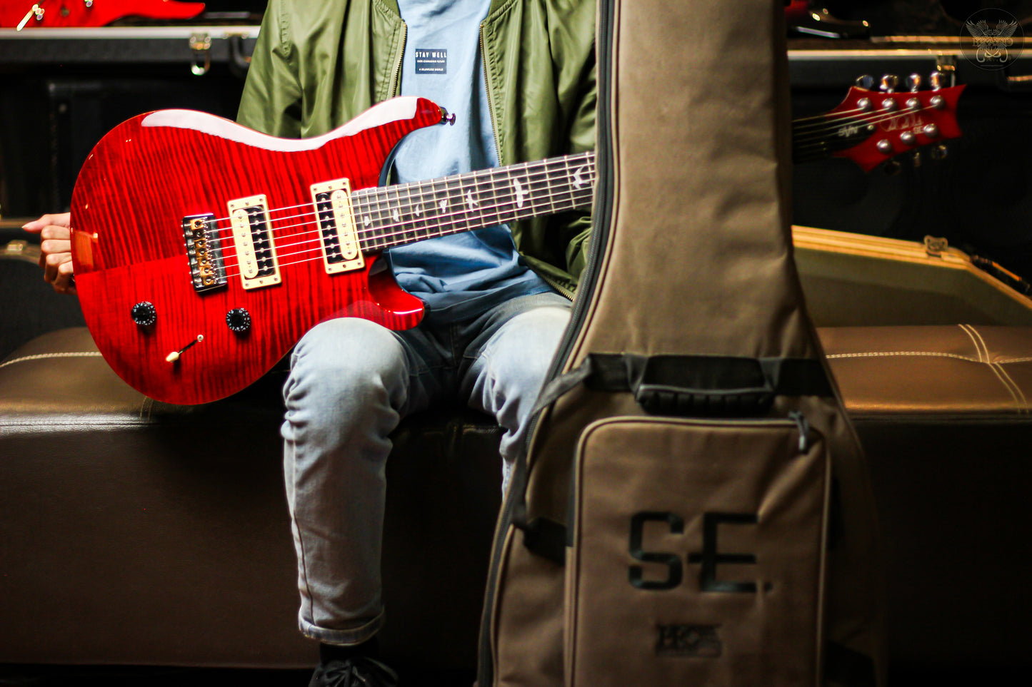 PRS SE SVN 7 STRING BLACK CHERRY w PRS BAG MADE IN KOREA (USED)