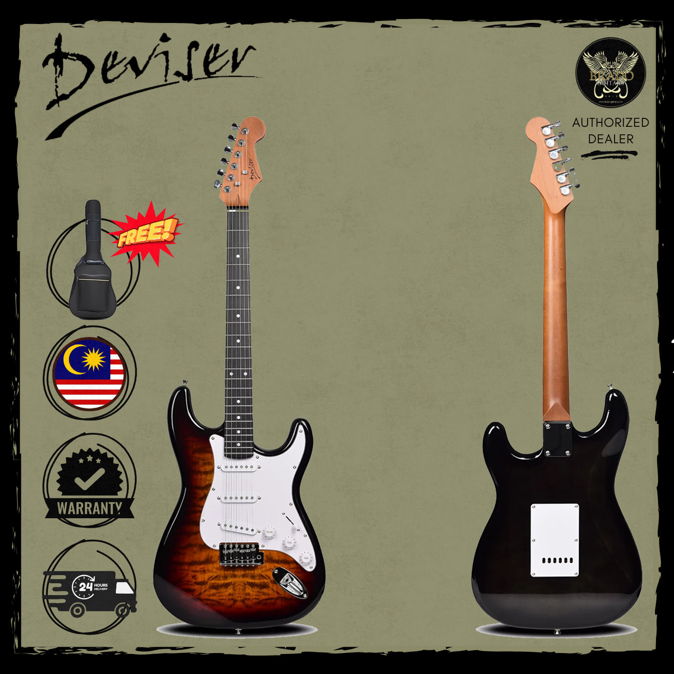 **FREE BAG** Deviser Smart Electric Guitar L-G1&2 Stratocaster with Build in Effect and Bluetooth