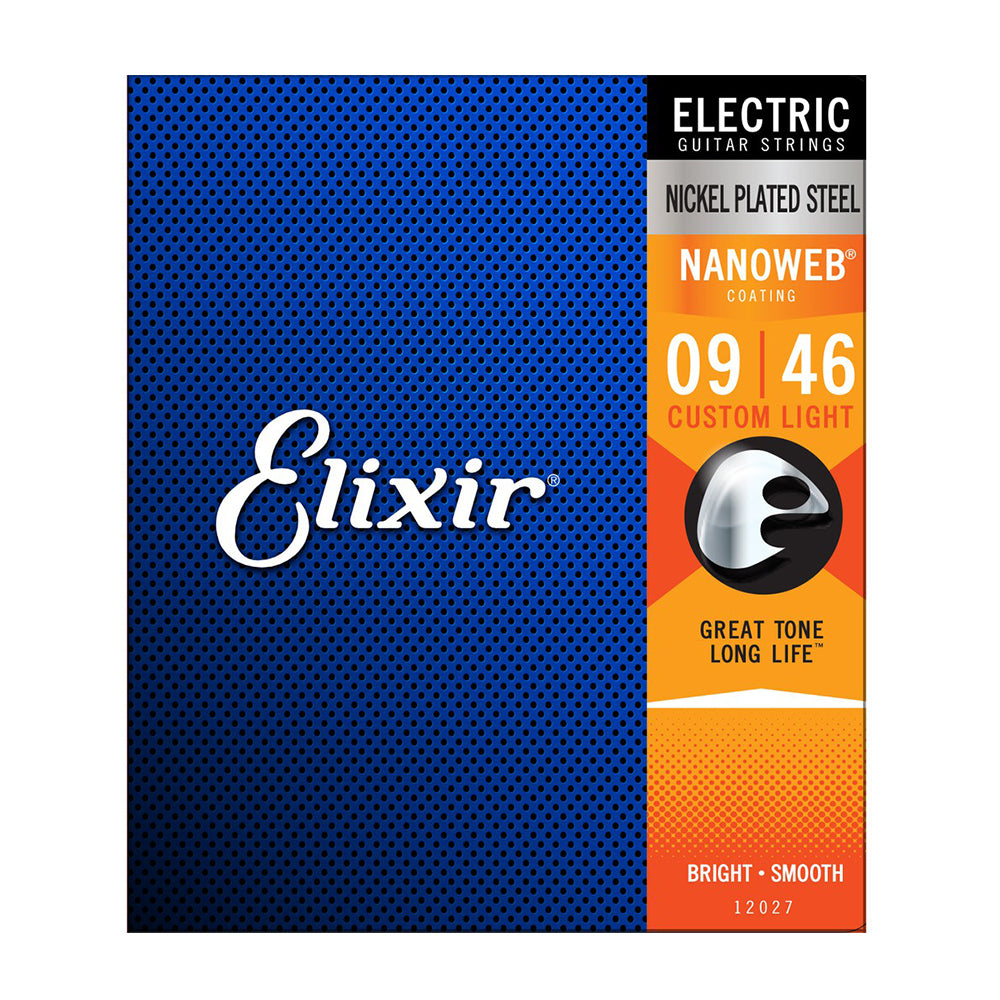 ELIXIR 12027 09/46 CUSTOM LIGHT NANOWEB COATING NICKEL PLATED STEEL ELECTRIC GUITAR STRING