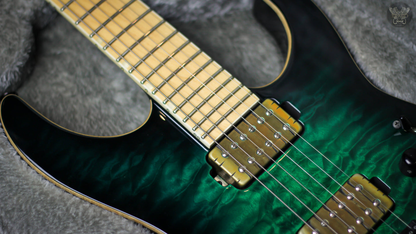 2019 ESP E-II M-II NT BLACK TURQUOISE BURST MADE IN JAPAN w ESP HARDCASE (MINT)