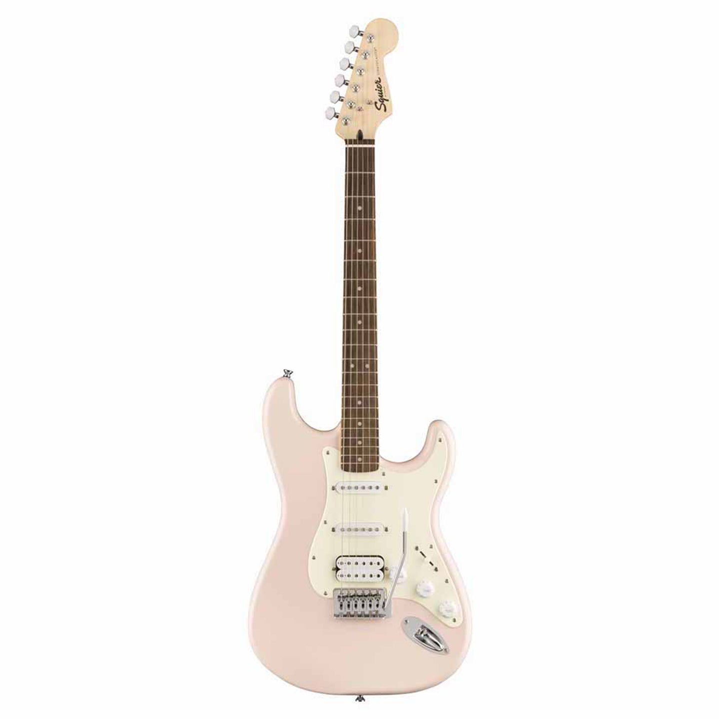Squier Bullet HSS Stratocaster Electric Guitar w/Tremolo, Laurel FB, Shell Pink