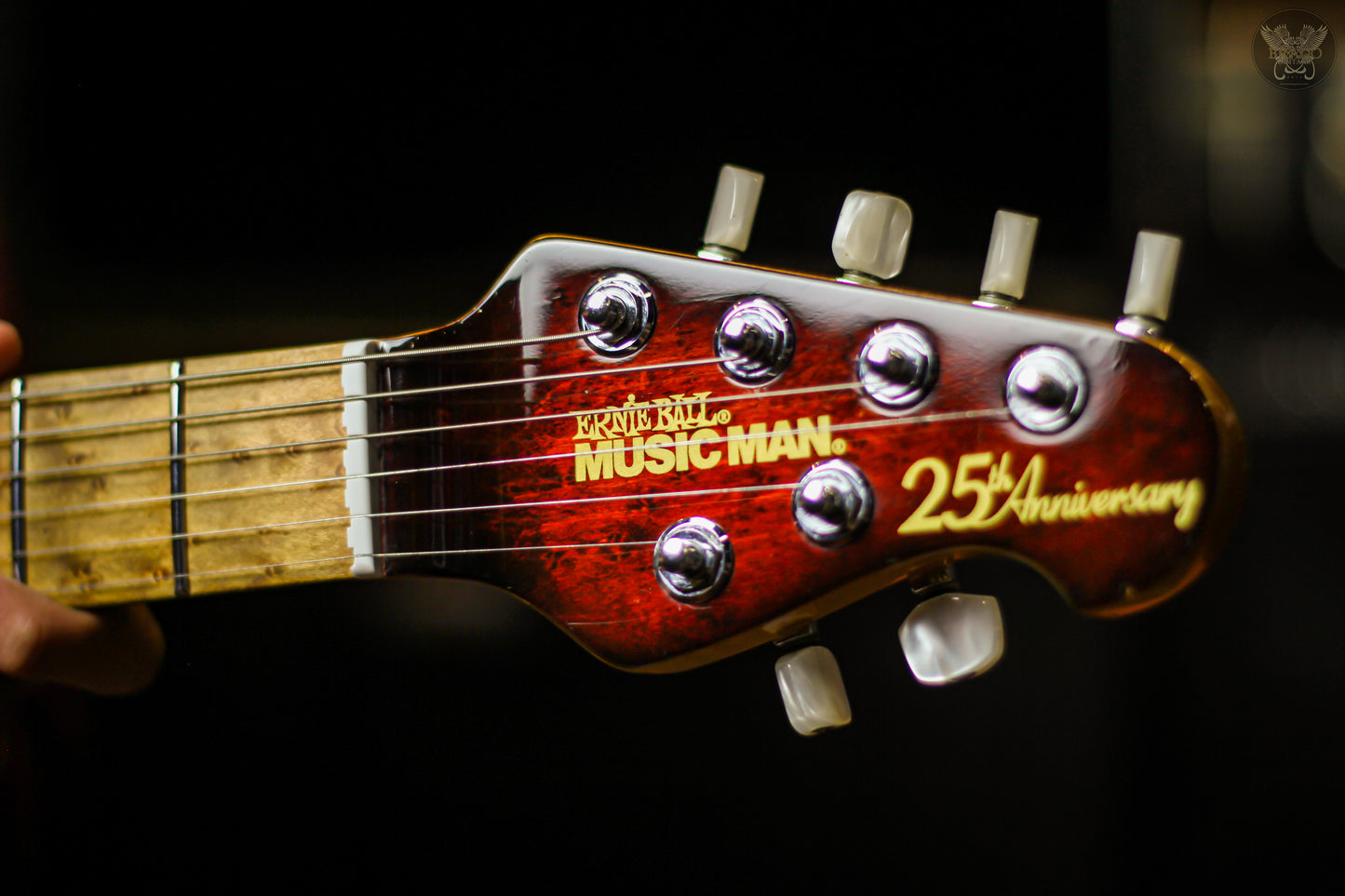 2009 ERNIE BALL MUSIC MAN 25TH ANNIVERSARY VENETIAN REDBURST w EBMM MOLDED HARDCASE MADE IN USA (USED)