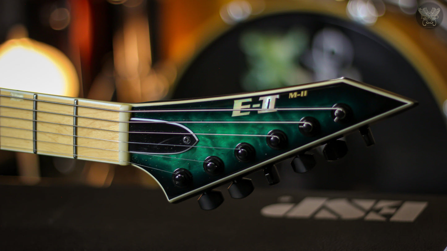 2019 ESP E-II M-II NT BLACK TURQUOISE BURST MADE IN JAPAN w ESP HARDCASE (MINT)