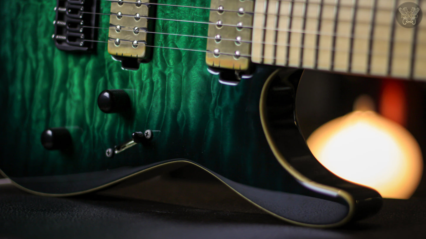 2019 ESP E-II M-II NT BLACK TURQUOISE BURST MADE IN JAPAN w ESP HARDCASE (MINT)