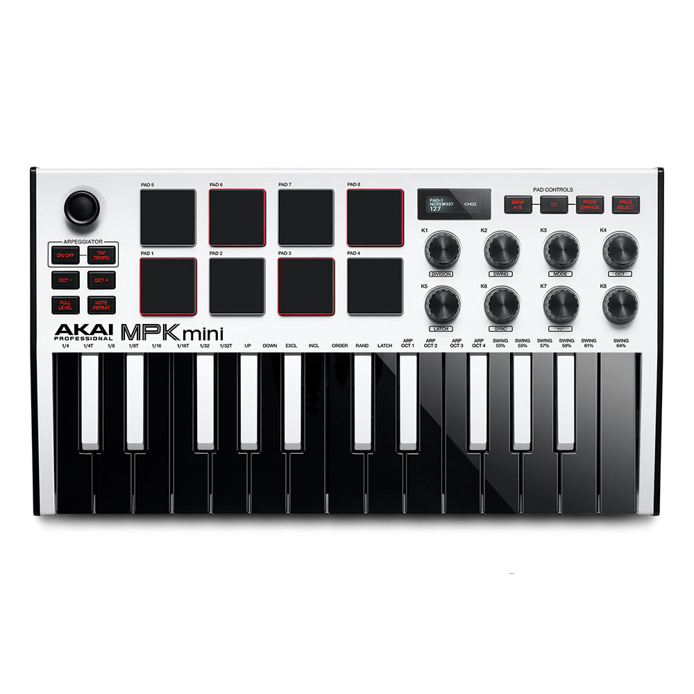 Akai MPK Mini Mk3 Compact Keyboard Controller, Limited Edition White