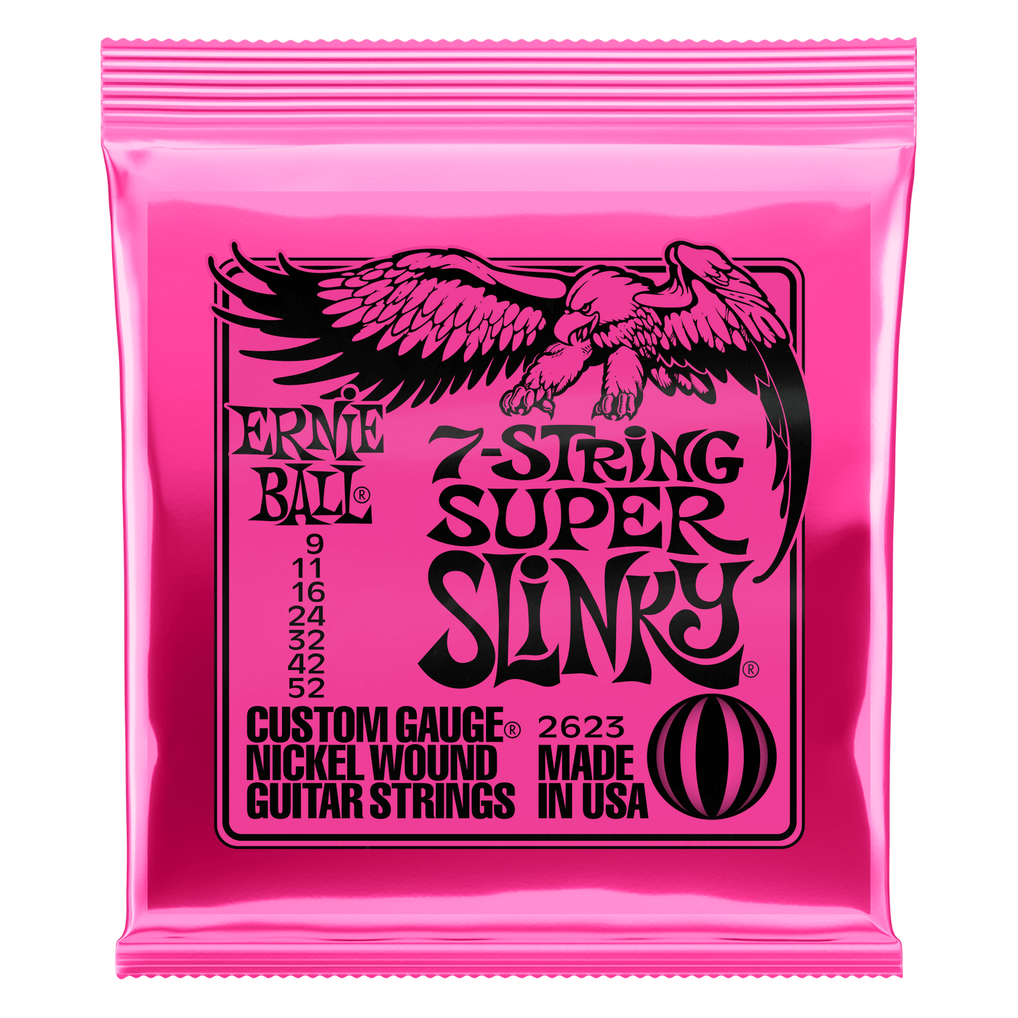 ERNIE BALL SUPER SLINKY 7-STRING NICKEL WOUND ELECTRIC GUITAR STRINGS 9-52 SET