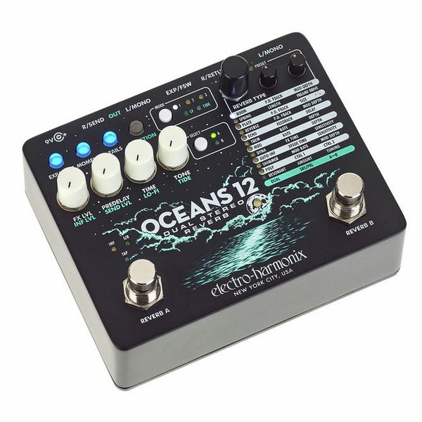 Electro-Harmonix Oceans 12 Dual Stereo Reverb Guitar Effects Pedal