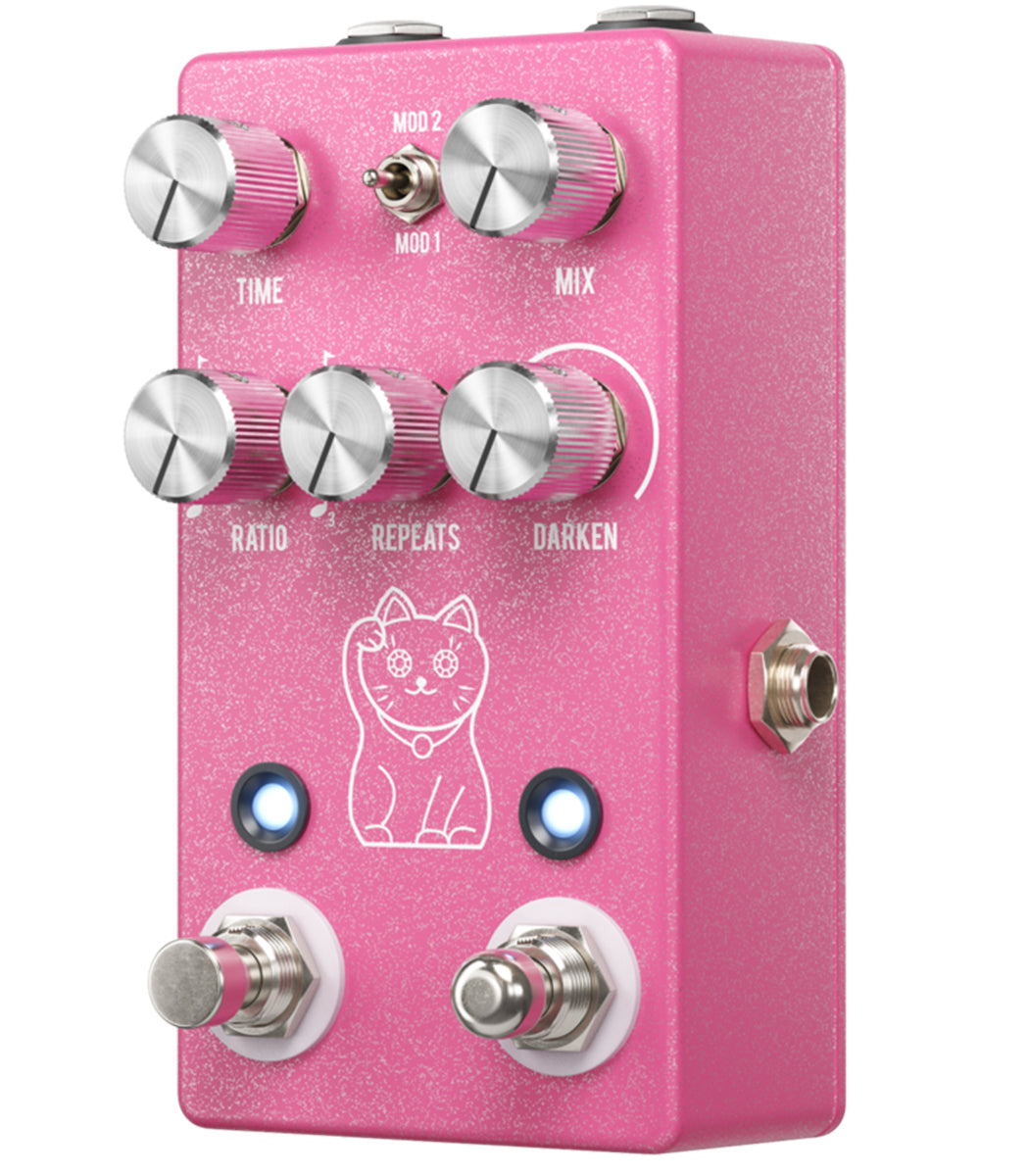 JHS Lucky Cat Tape/Digital Delay Guitar Effects Pedal, Pink