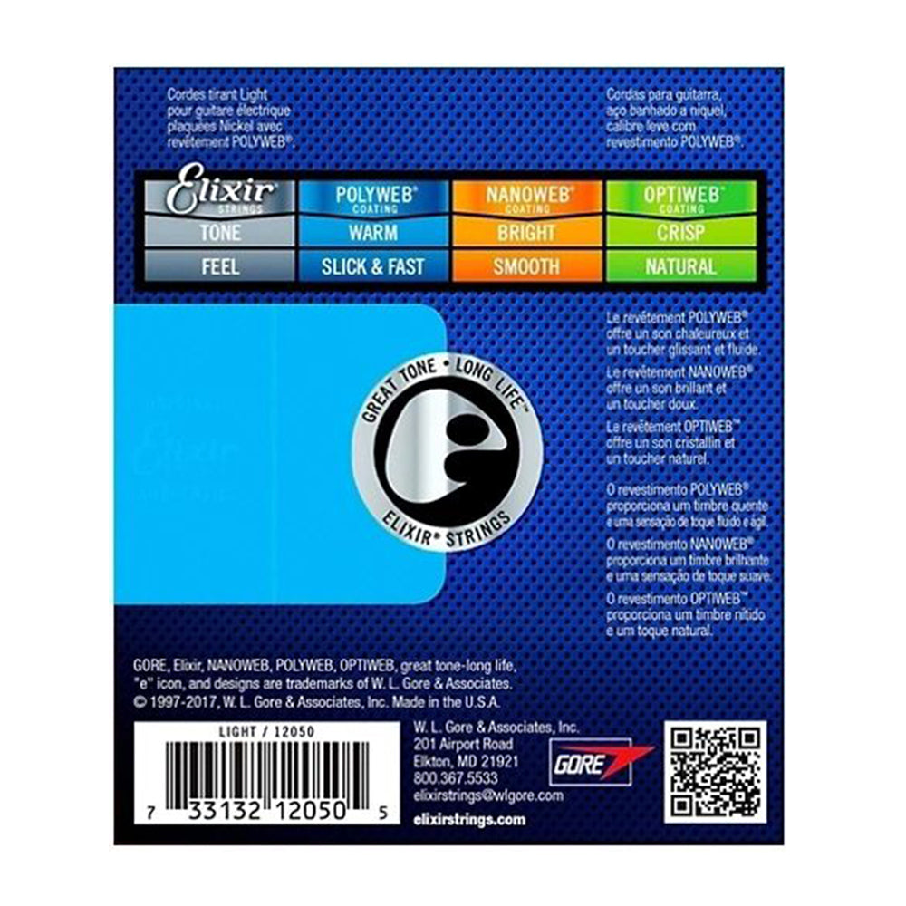 ELIXIR 12050 10/46 LIGHT POLYWEB COATING NICKEL PLATED STEEL ELECTRIC GUITAR STRING