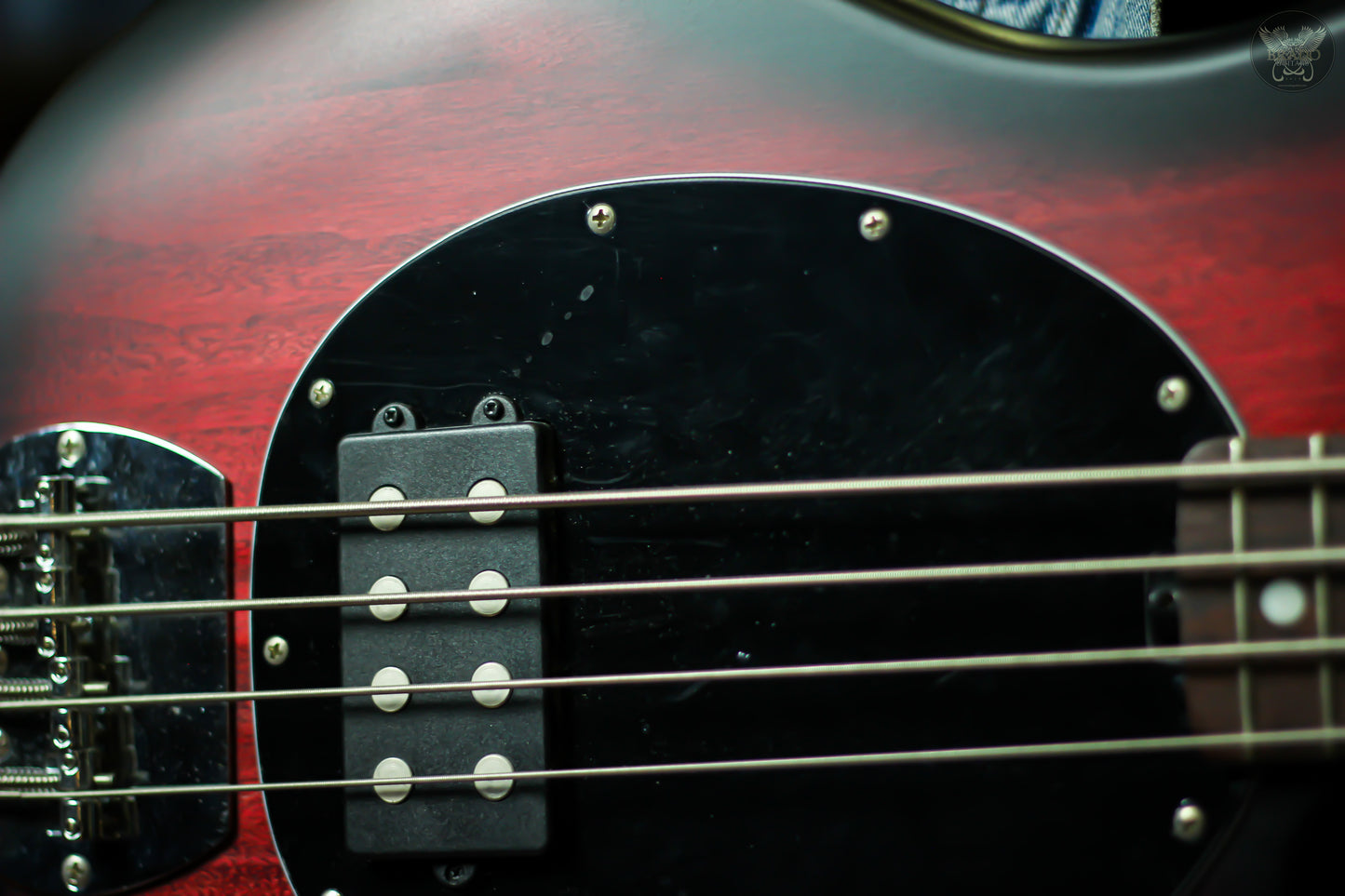 STERLING STINGRAY RAY4 RUBY RED BURST SATIN ELECTRIC BASS (MINT)