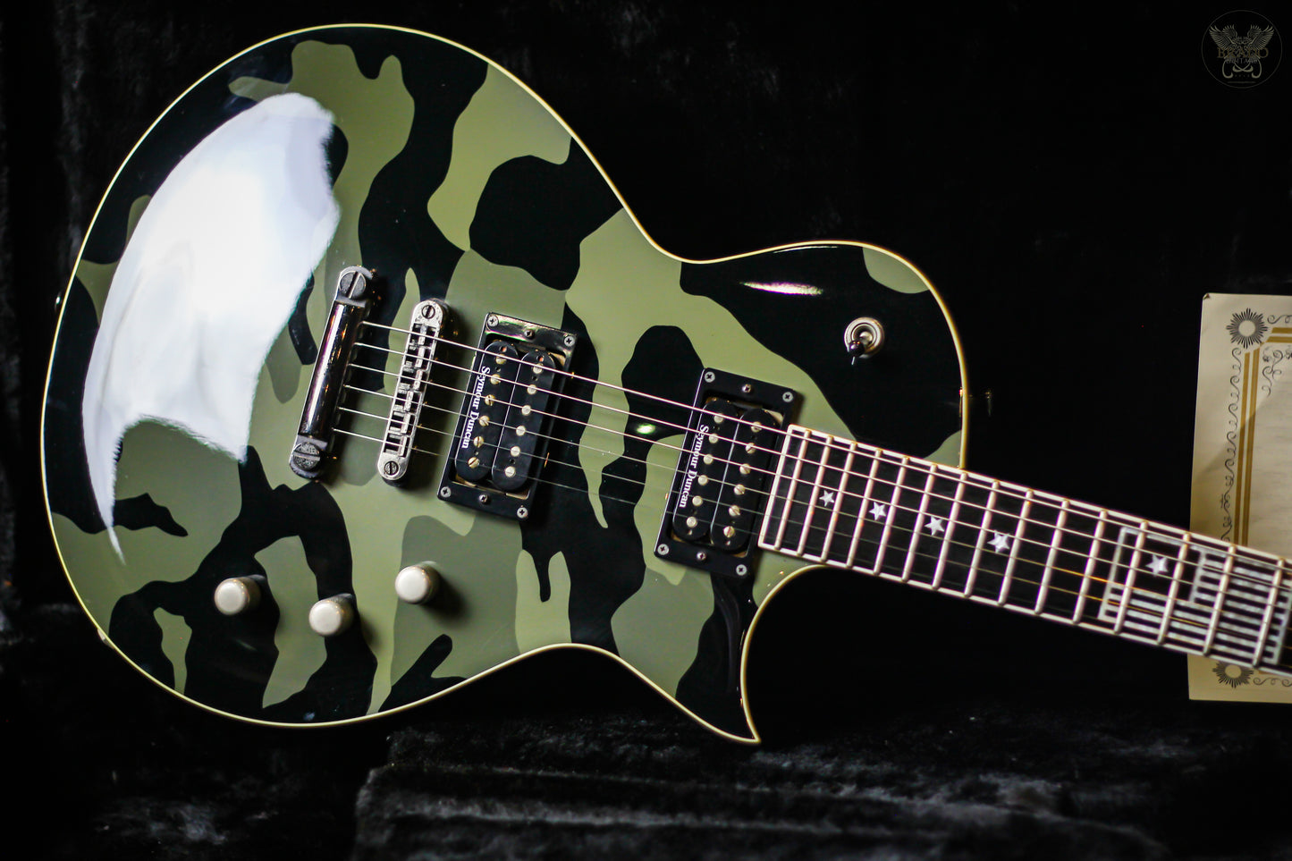 2009 ESP WILL ADLER ECLIPSE BLACK CAMO SIGNATURE GUITAR w ESP OHSC & COA MADE IN JAPAN (USED)