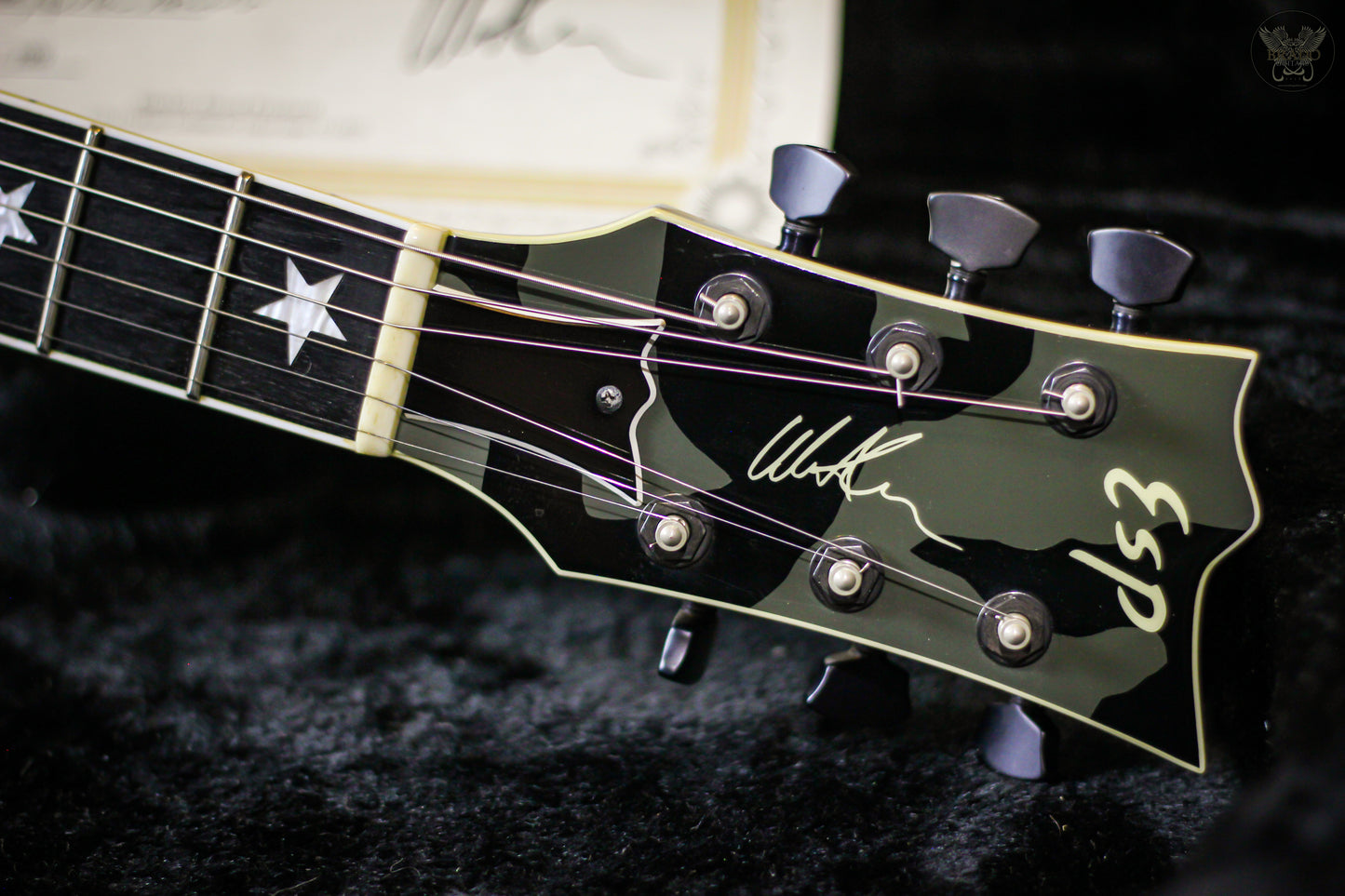 2009 ESP WILL ADLER ECLIPSE BLACK CAMO SIGNATURE GUITAR w ESP OHSC & COA MADE IN JAPAN (USED)