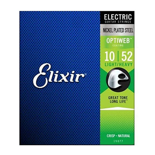 ELIXIR 19077 10/52 LIGHT/HEAVY OPTIWEB COATING NICKEL PLATED STEEL ELECTRIC GUITAR STRING