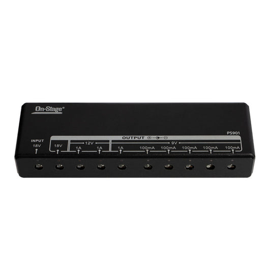 On Stage PS901 Pedal Power Supply | 9 Outputs (18V x1, 12V 1A x2, 9V 1A x1, 9V 100mA x5)