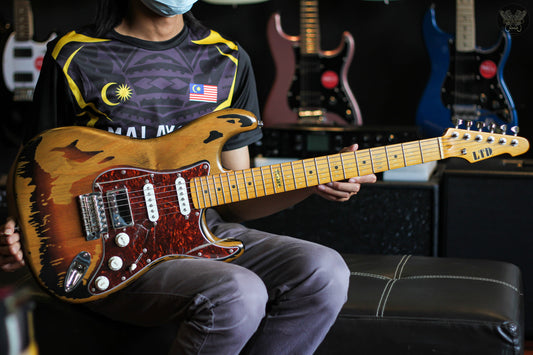LTD GL-256 GEORGE LYNCH SIGNATURE GUITAR - DISTRESSED 2-TONE SUNBURST (NOS)