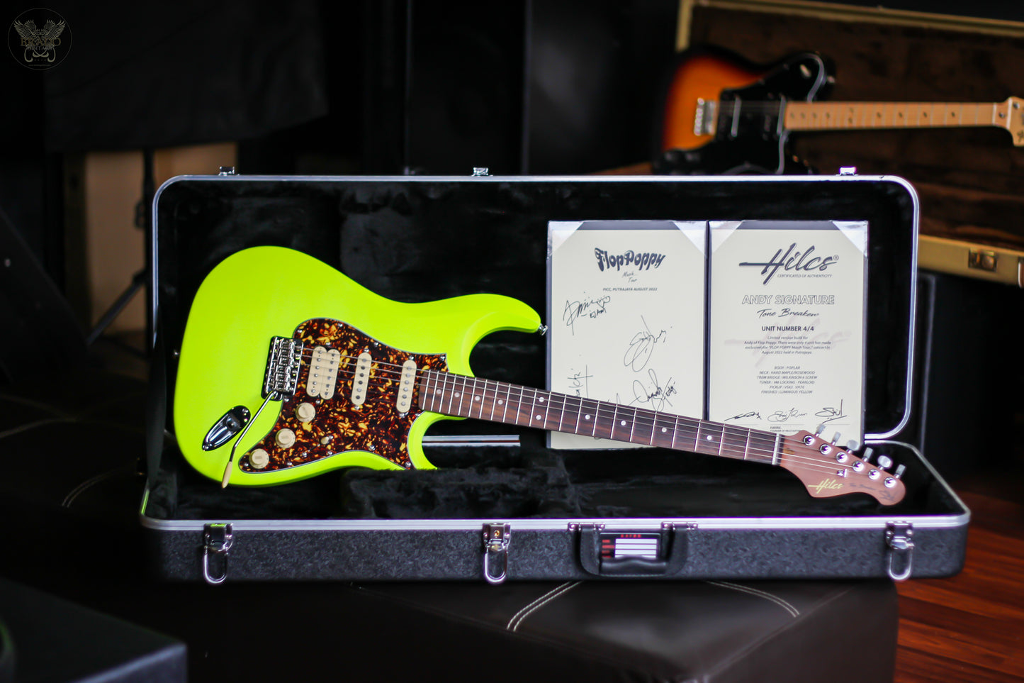 **RARE** HILCS LIMITED EDITION ANDY FLOP POPPY SIGNATURE TONE BREAKER #4 LUMINOUS YELLOW w HARDCASE HANDCRAFTED IN MALAYSIA (NEW)