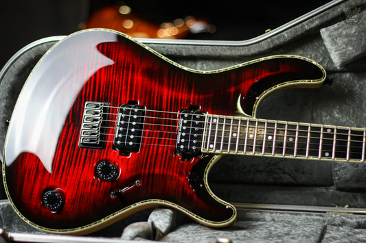 MAYONES REGIUS CORE 6 TRANSPARENT DIRTY RED BURST w MAYONES HISCOX HARDCASE HANDCRAFTED IN POLAND (USED)