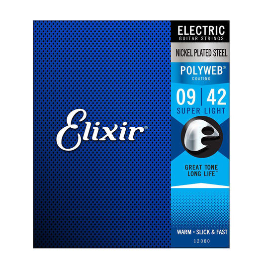ELIXIR 12000 09/42 SUPERLIGHT POLYWEB COATING NICKEL PLATED STEEL ELECTRIC GUITAR STRING
