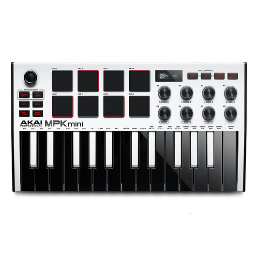 Akai MPK Mini Mk3 Compact Keyboard Controller, Limited Edition White