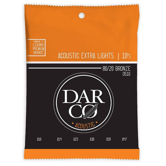 DARCO D510 ACOUSTIC GUITAR STRINGS 80/20 BRONZE EXTRA LIGHT 10-47