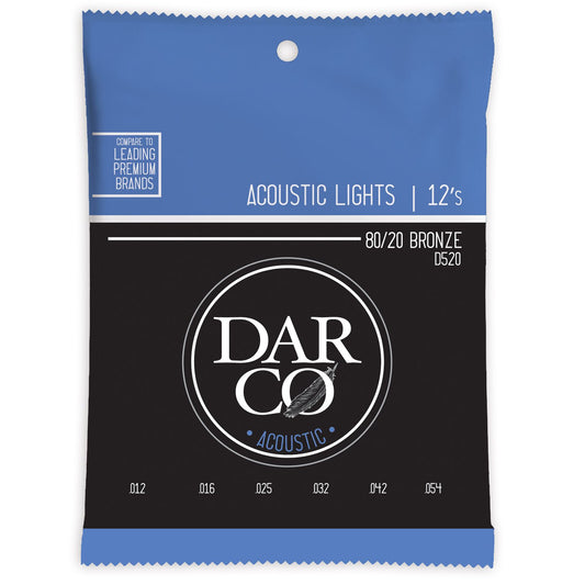 DARCO D520 ACOUSTIC GUITAR STRINGS 80/20 BRONZE LIGHT 12-54