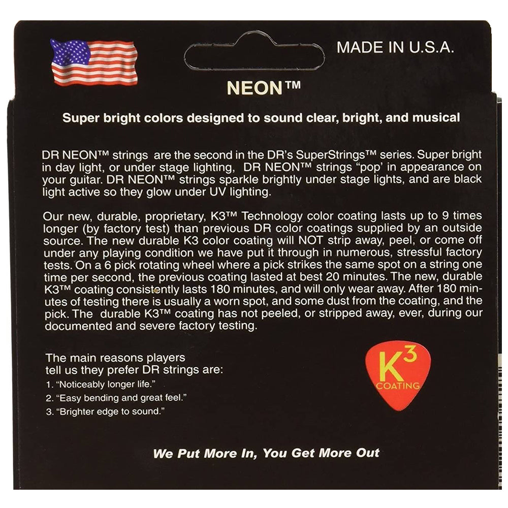 DR STRING NBE-9 ELECTRIC GUITAR STRING NEON BLUE 09-42