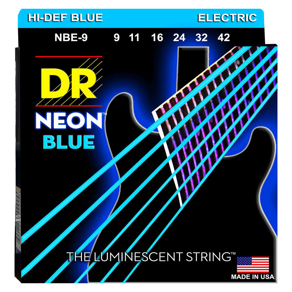 DR STRING NBE-9 ELECTRIC GUITAR STRING NEON BLUE 09-42