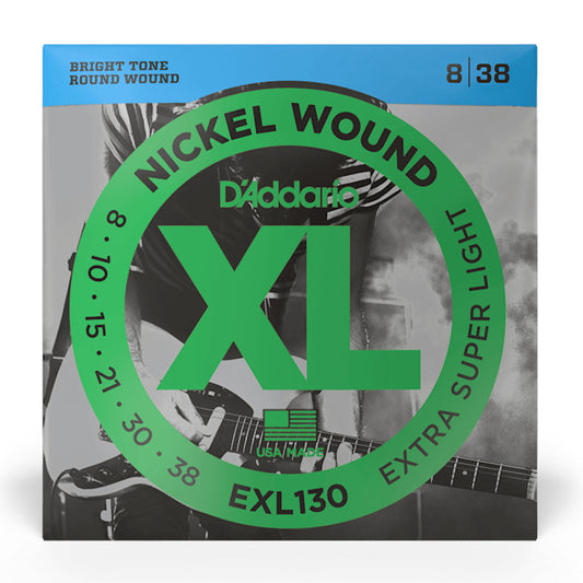 D'ADDARIO EXL130 ELECTRIC GUITAR STRINGS EXTRA SUPER LIGHT NICKEL WOUND 08-38