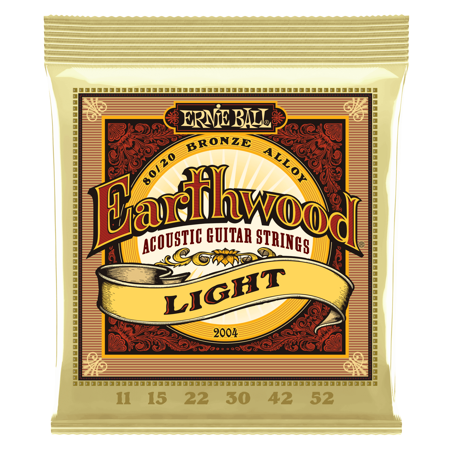 ERNIE BALL EARTHWOOD LIGHT 80/20 BRONZE ACOUSTIC GUITAR STRINGS 11-52 SET