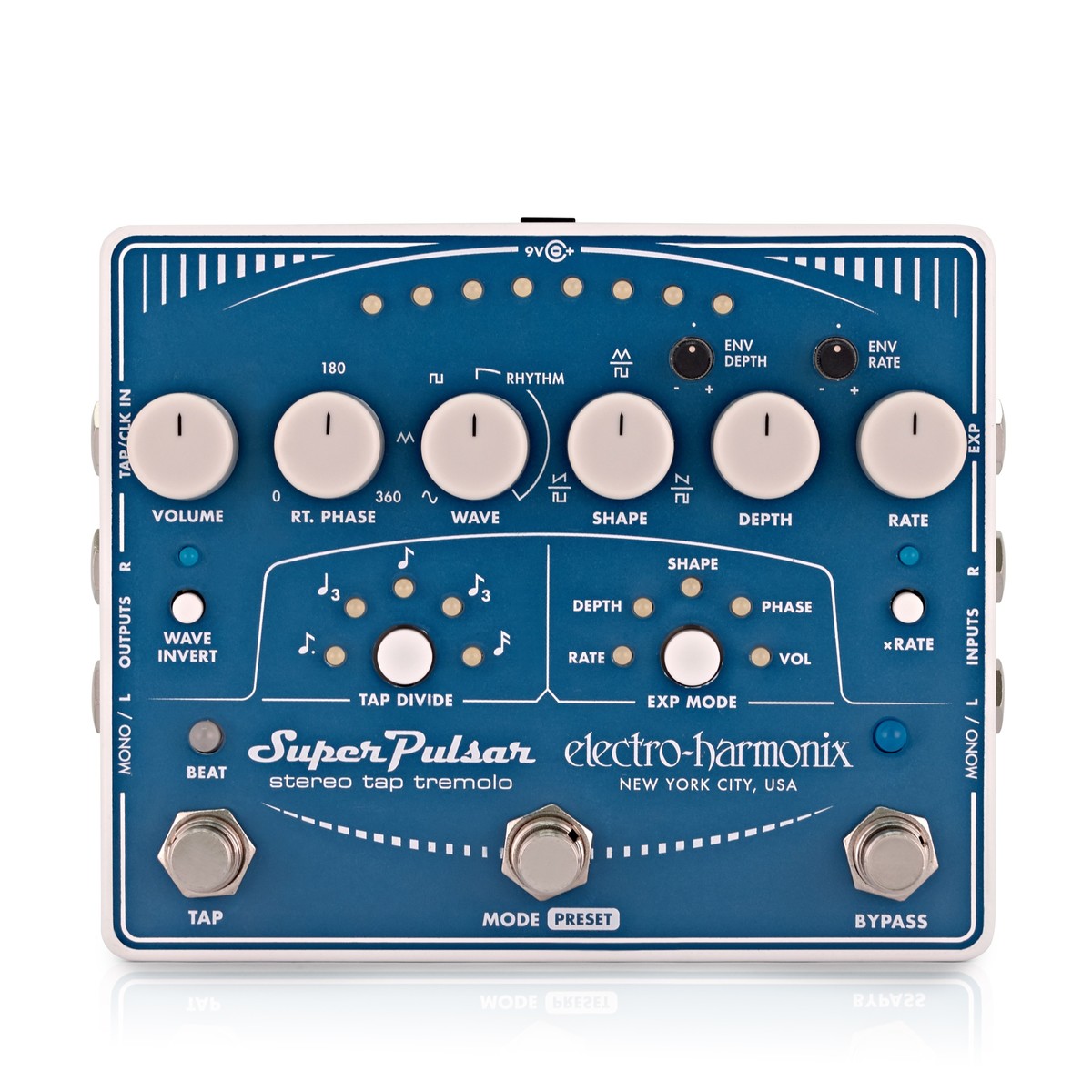 Electro-Harmonix Super Pulsar Stereo Tap Tremolo Guitar Effects Pedal