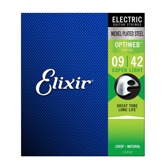 ELIXIR 19002 09/42 SUPER LIGHT OPTIWEB COATING NICKEL PLATED STEEL ELECTRIC GUITAR STRING