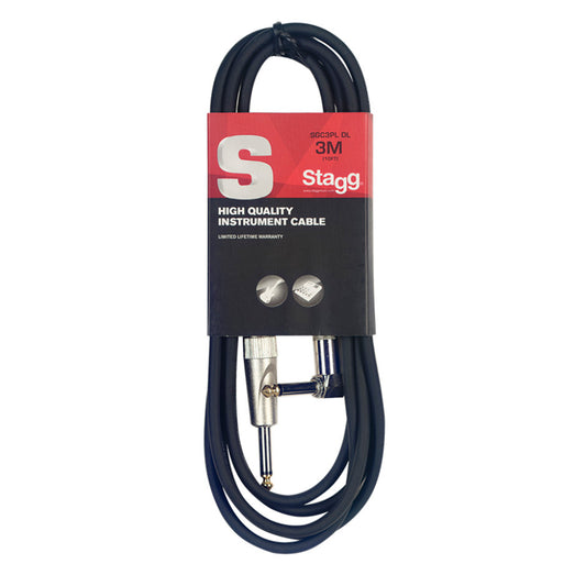 Stagg SGC3PLDL Guitar Cable Right Angle 10 Feet - 3 Meter Goldtip